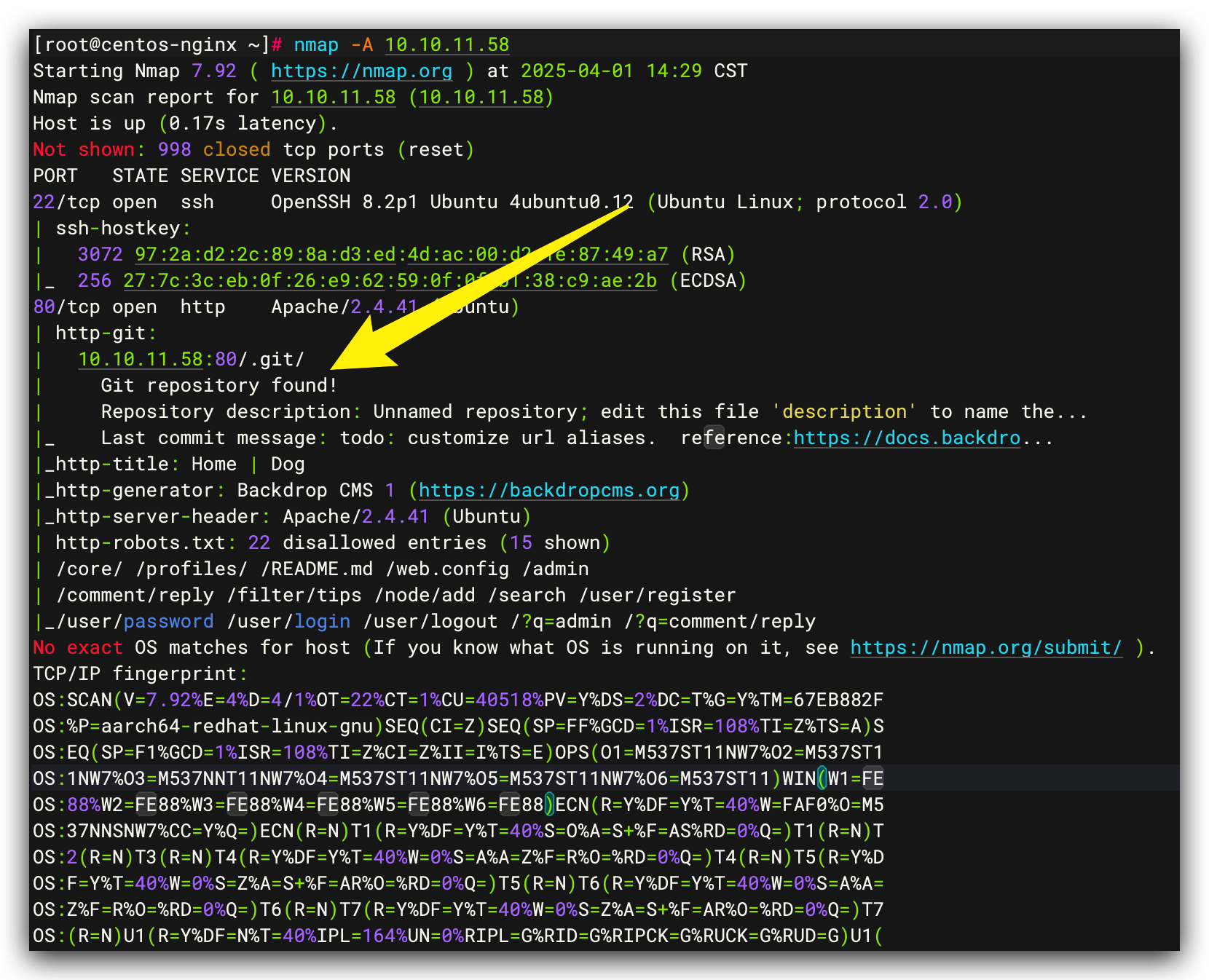 Nmap 扫描结果图
