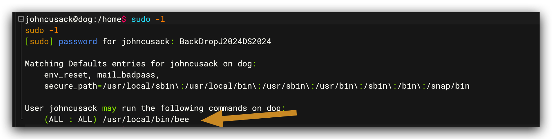 sudo -l 输出结果