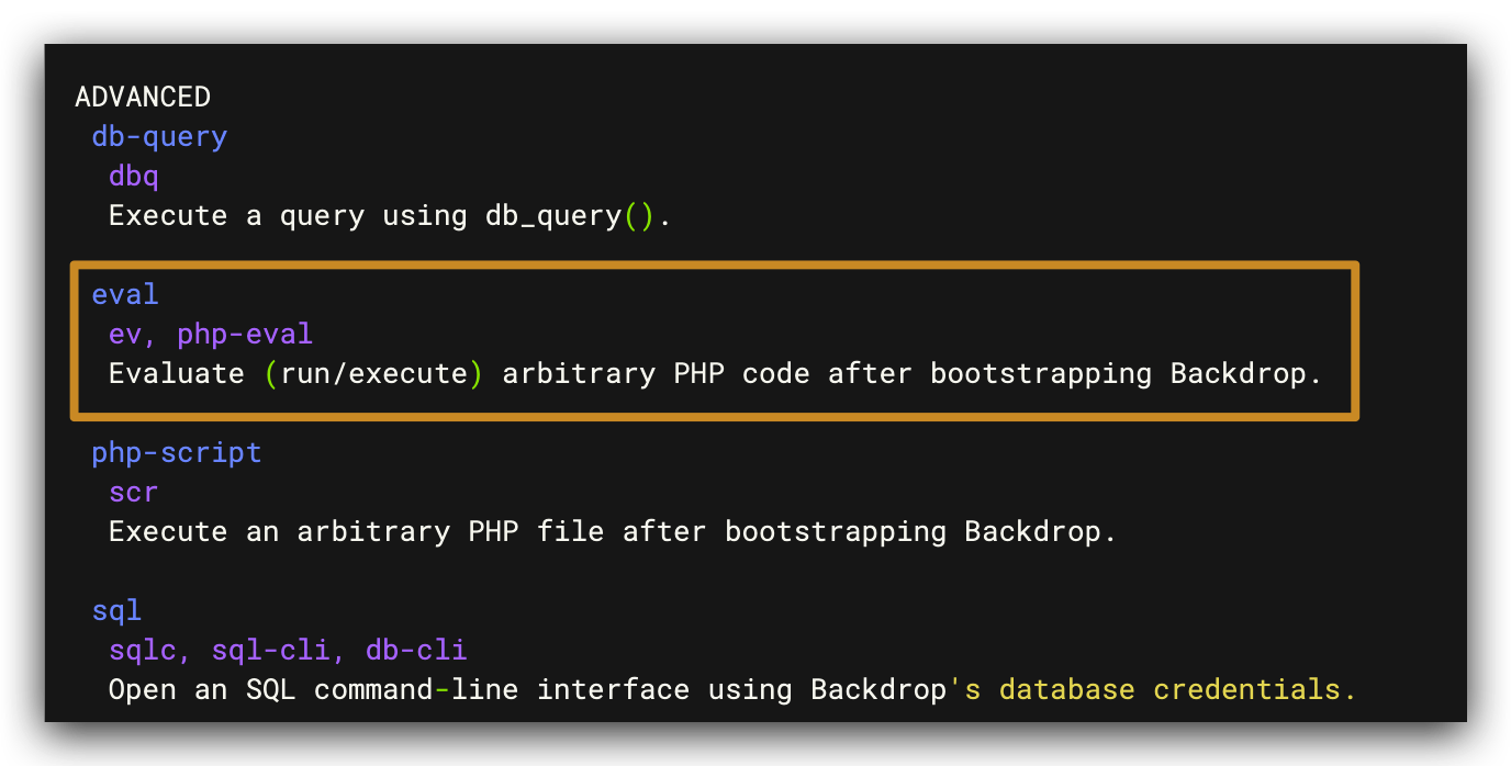 bee 命令帮助信息中的 eval 选项