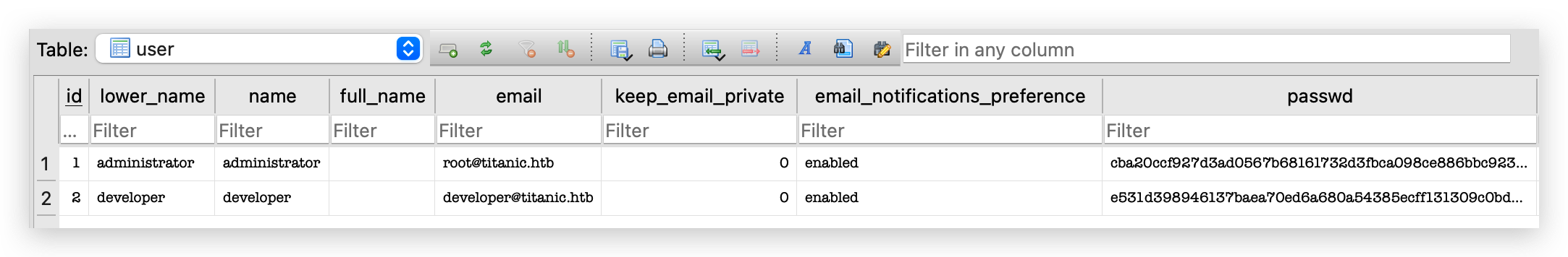 查询数据库用户信息